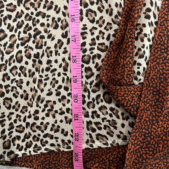 [S]Mystree Orange and Black Leopard Patterned Blouse Neck Tie NWOT - Picture 4 of 5